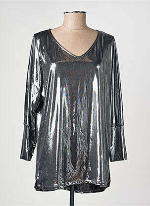 Top coupe fluide manches longues argent AN II VITO femme