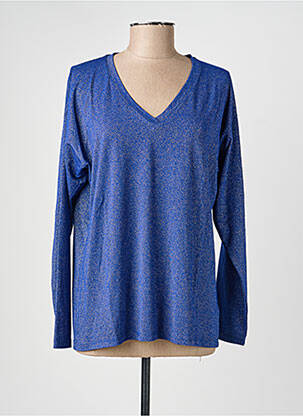 Top coupe fluide manches longues bleu EGO femme
