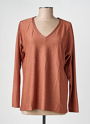 Top coupe fluide manches longues marron EGO femme