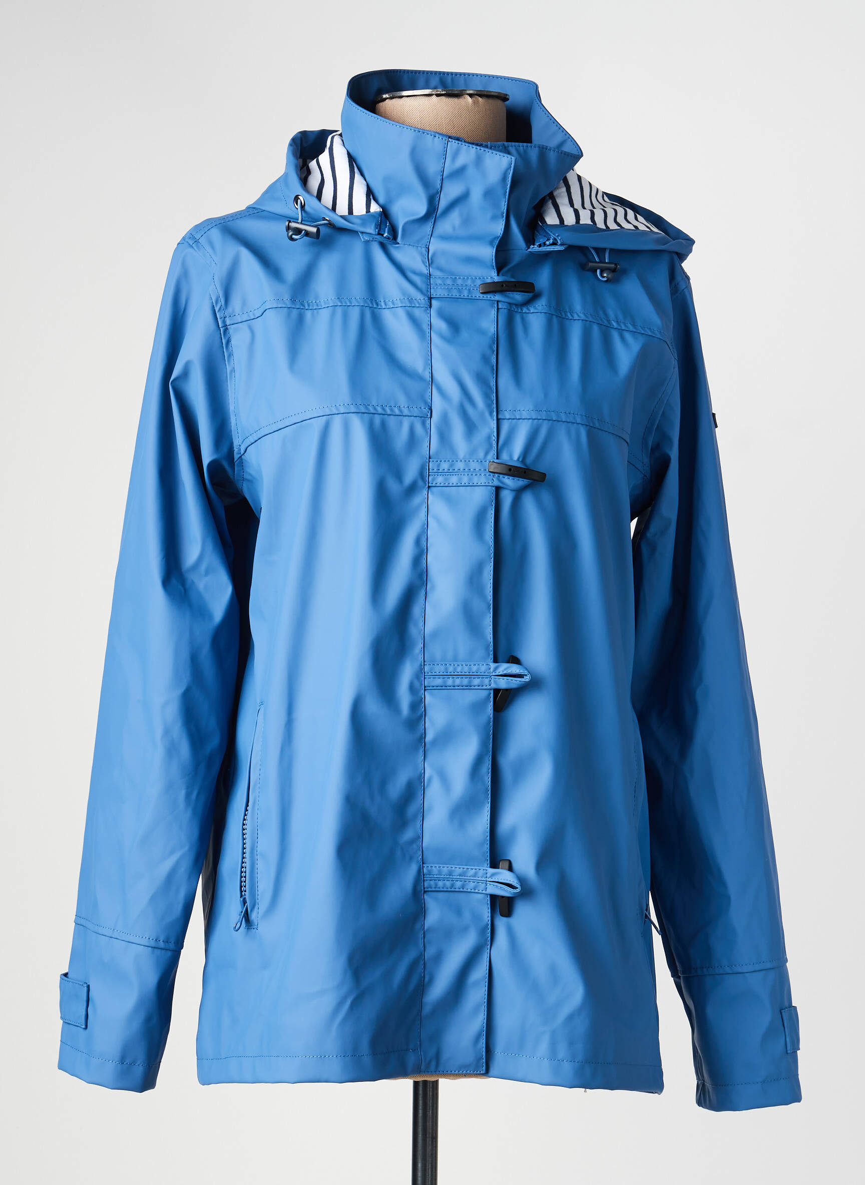 Imperméable manches longues a capuche bleu BATELA femme