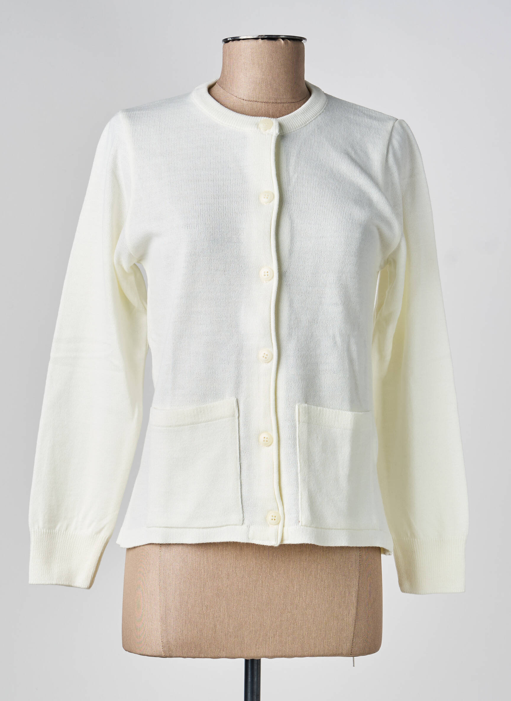 Gilet manches longues coupe cintrée blanc OMC femme
