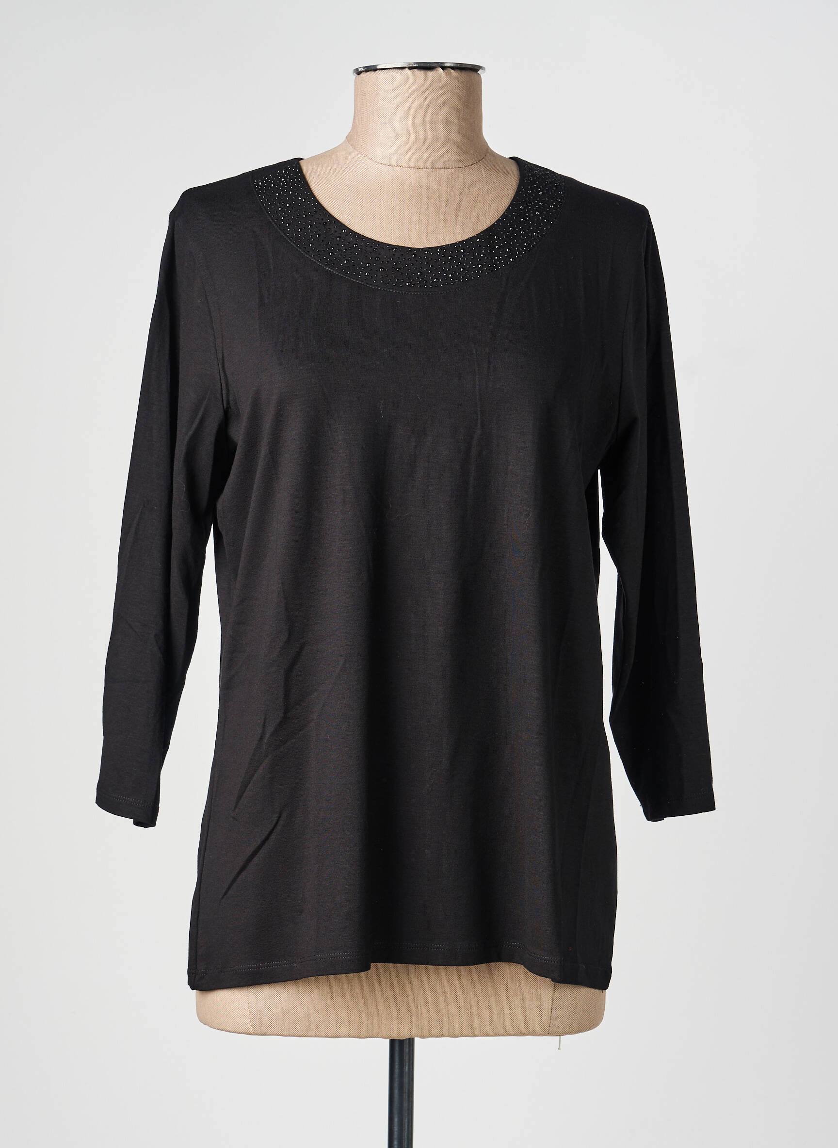 Top coupe cintrée manches longues noir GABRIELLA femme