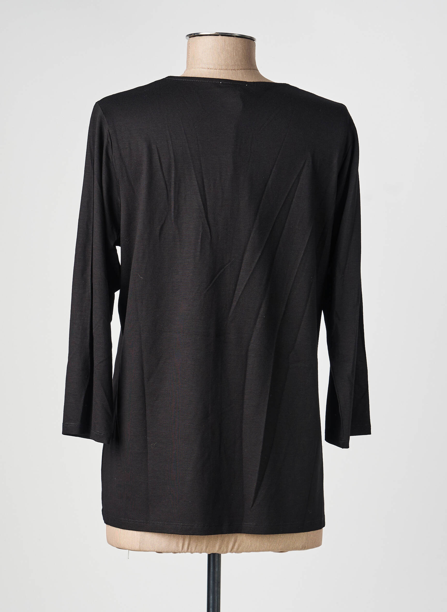 Top coupe cintrée manches longues noir GABRIELLA femme