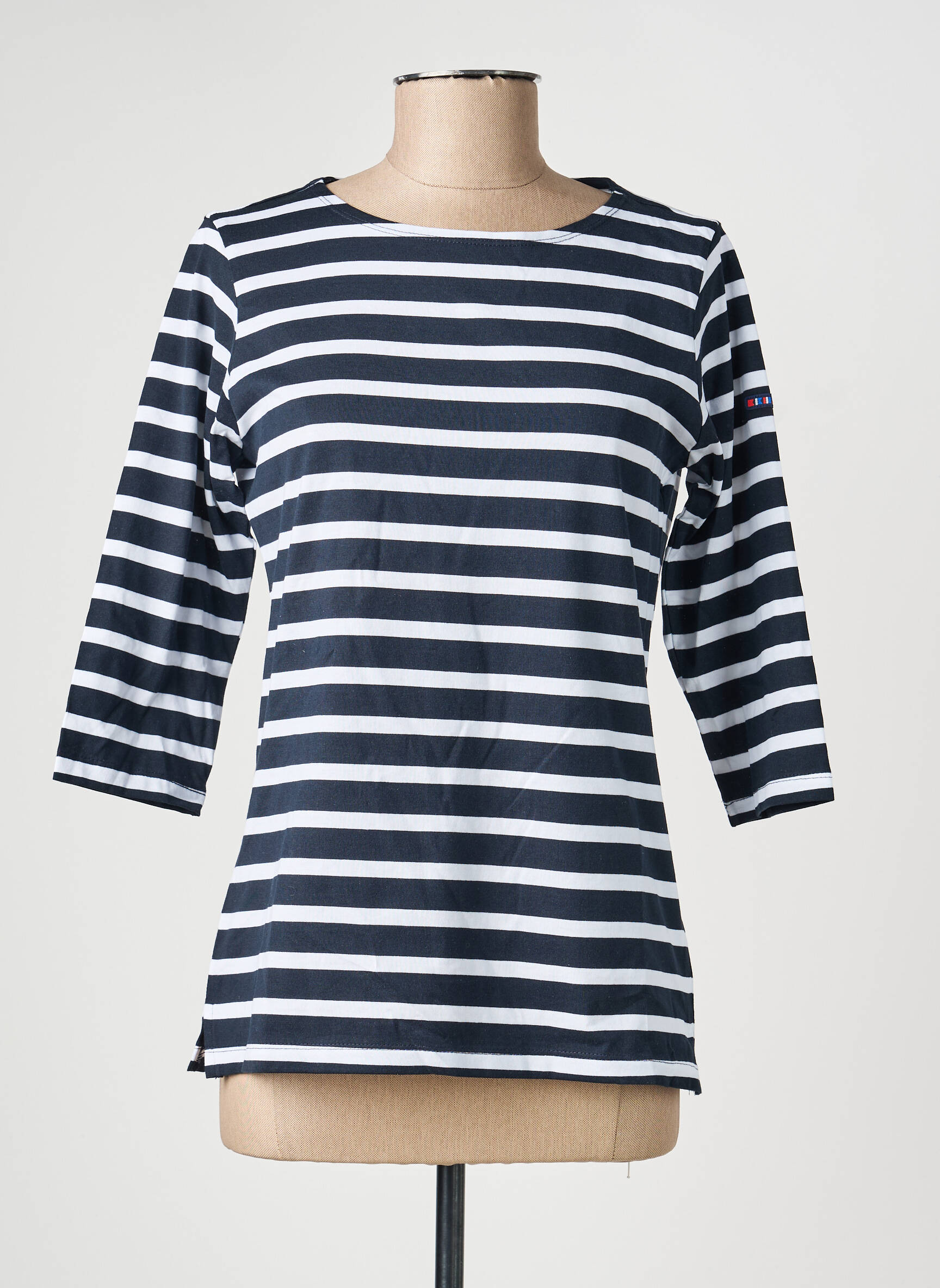 Top imprimé fantaisie manches 3/4 bleu BATELA femme
