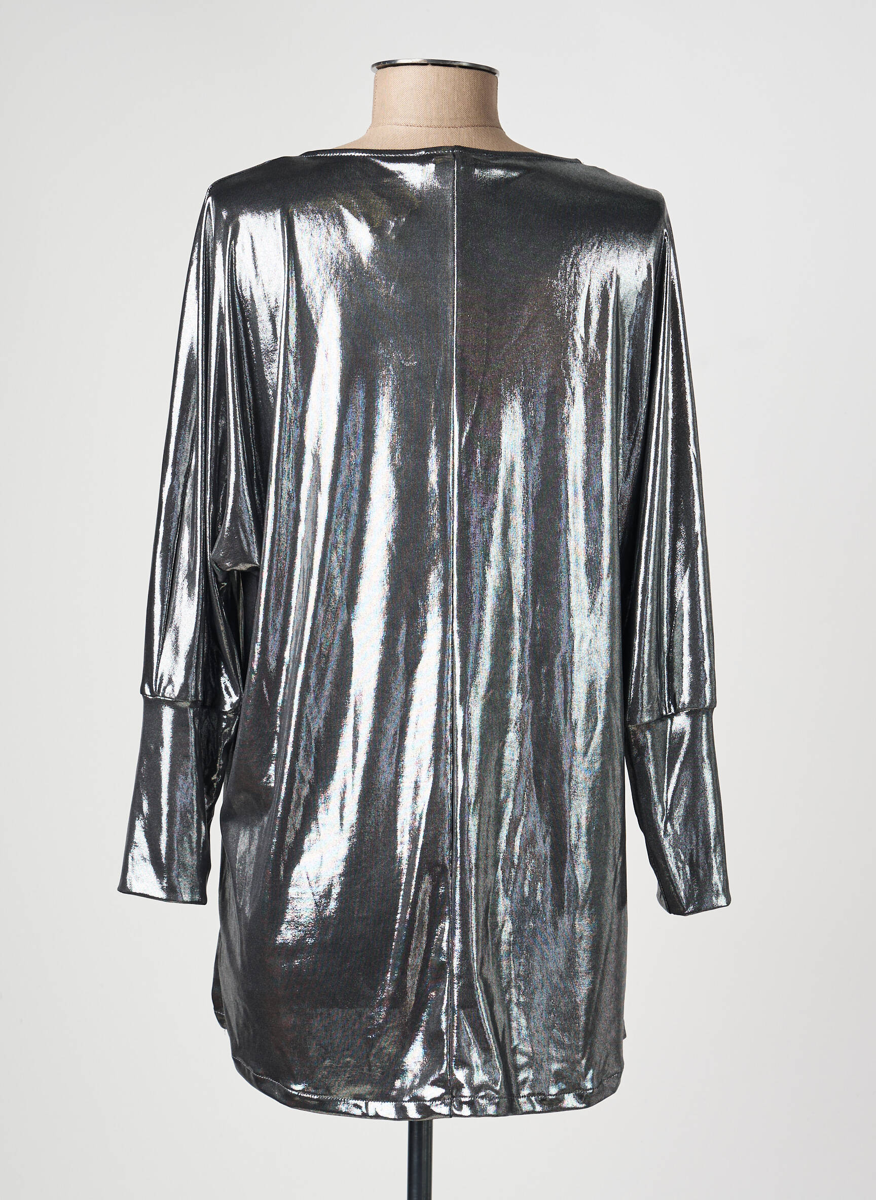 Top coupe fluide manches longues argent AN II VITO femme