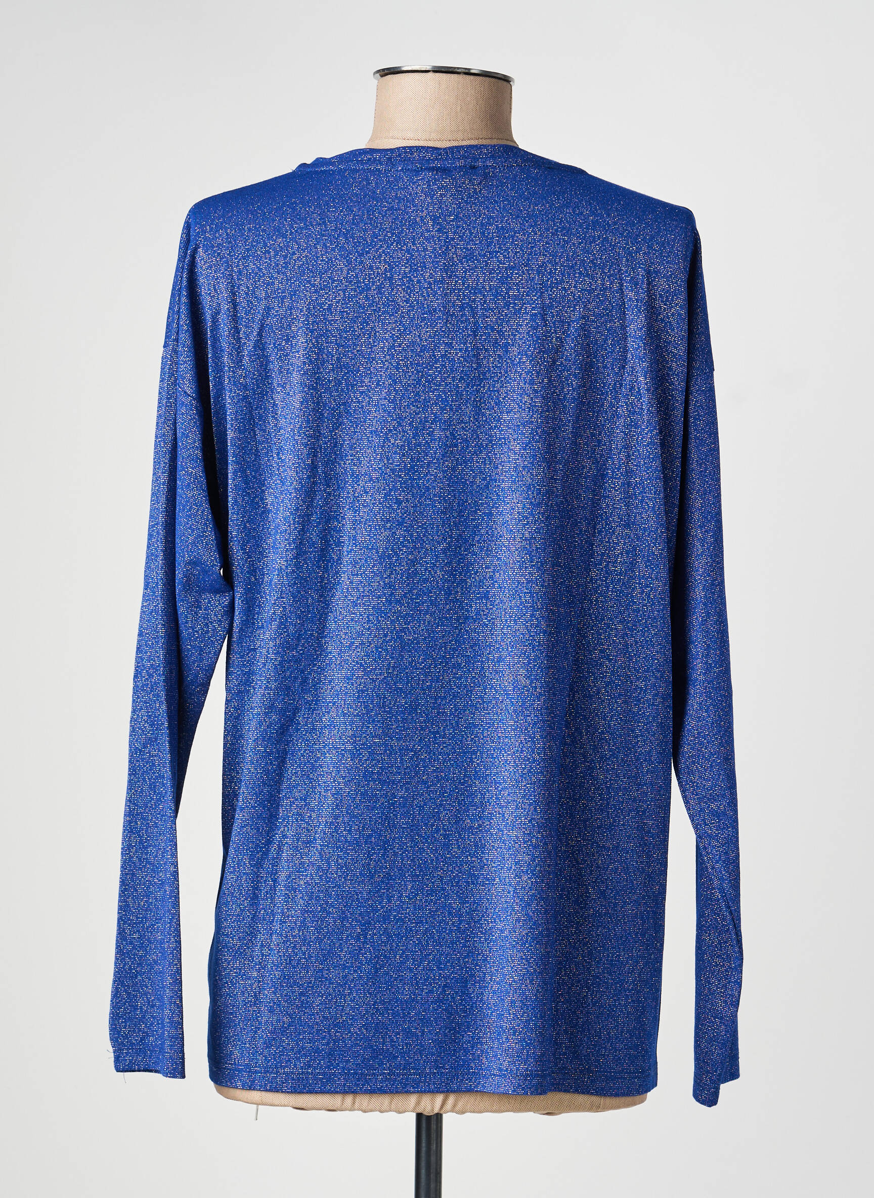 Top coupe fluide manches longues bleu EGO femme
