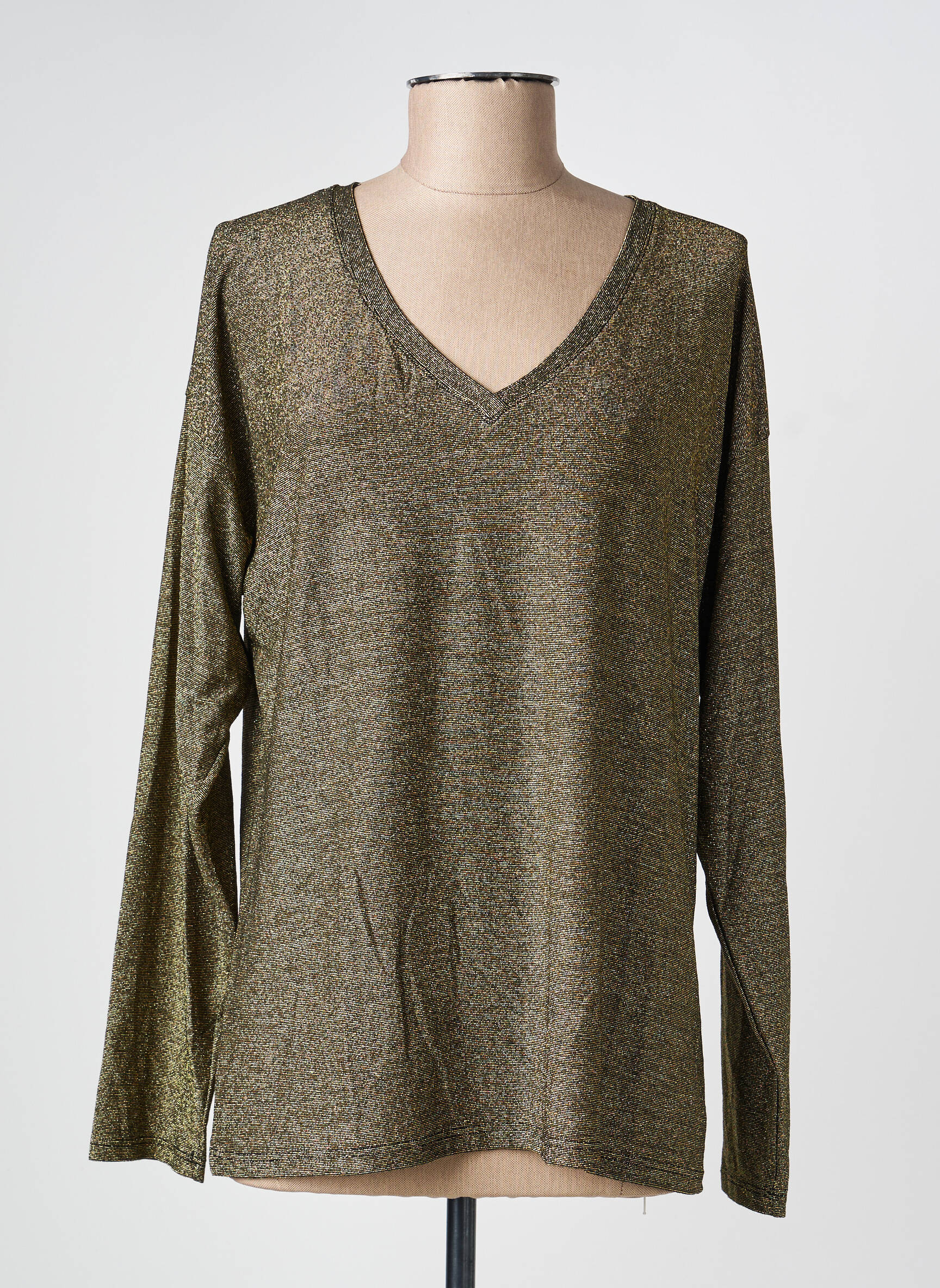 Top coupe fluide manches longues or EGO femme