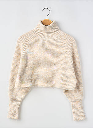 Pull col roulé coupe droite manches longues beige LE TEMPS DES CERISES fille