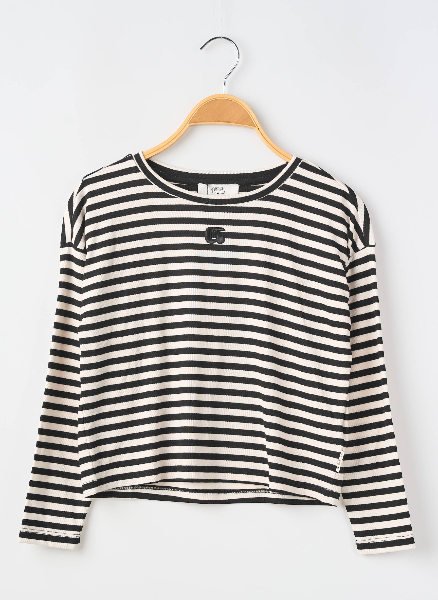 T-shirt coupe cintrée manches longues noir LE TEMPS DES CERISES fille