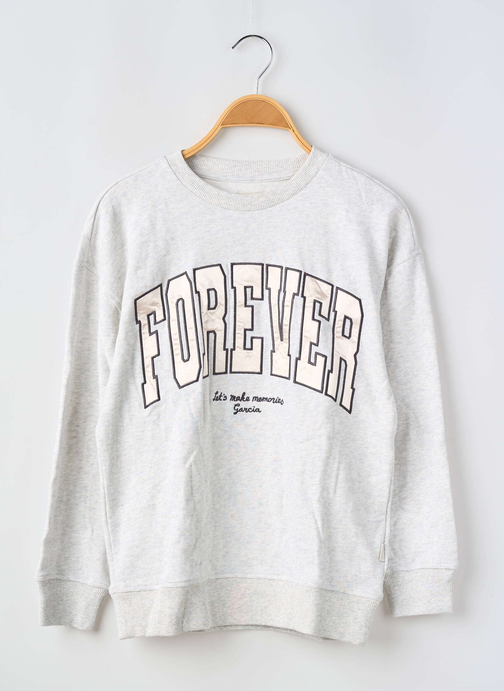 Sweat-shirt broderie manches longues gris GARCIA fille