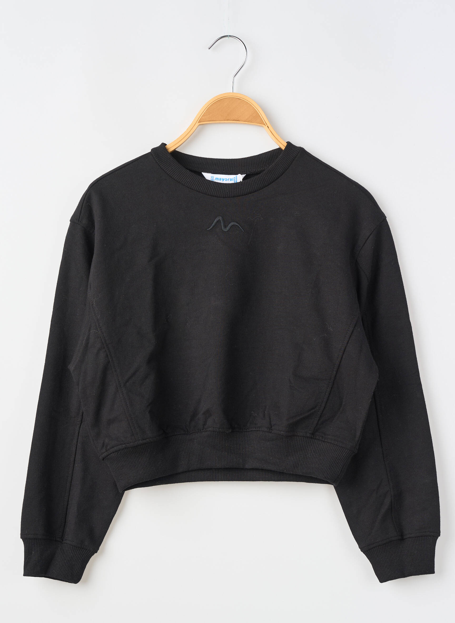 Sweat-shirt broderie manches longues noir MAYORAL fille