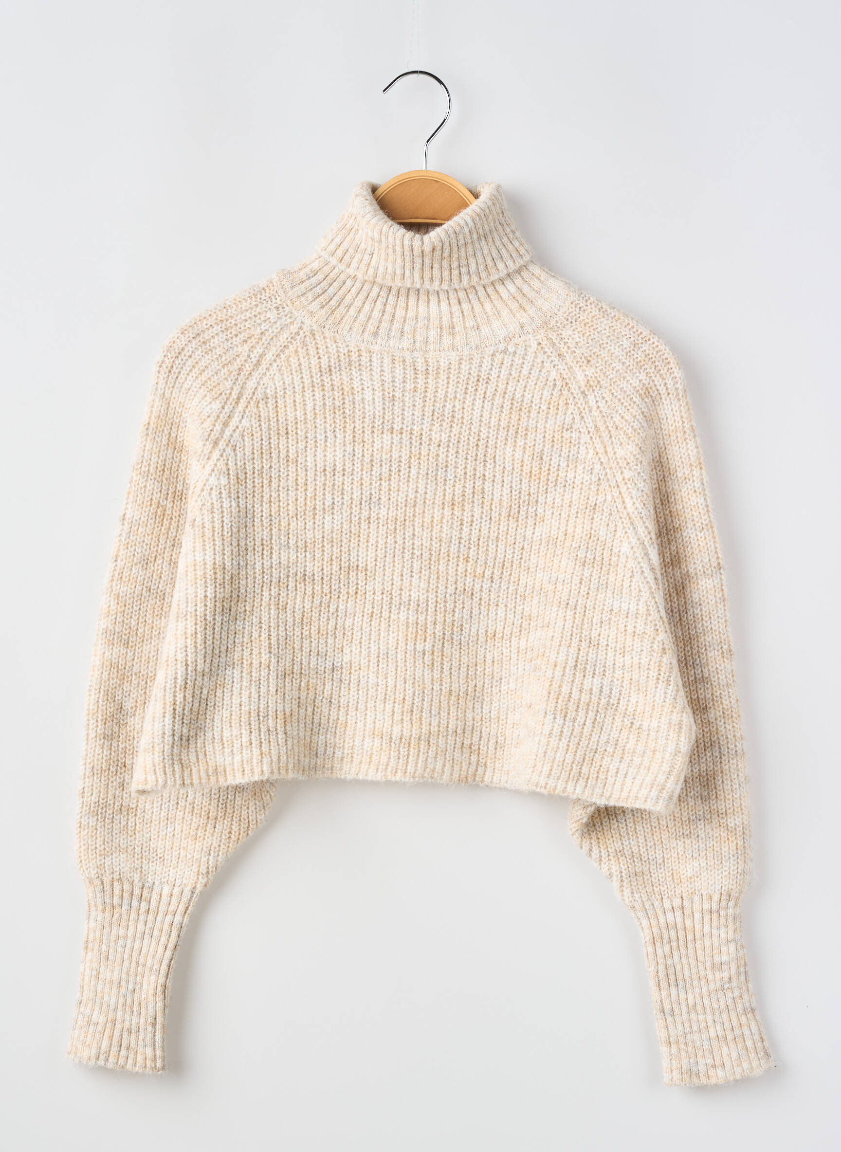Pull col roulé coupe droite manches longues beige LE TEMPS DES CERISES fille