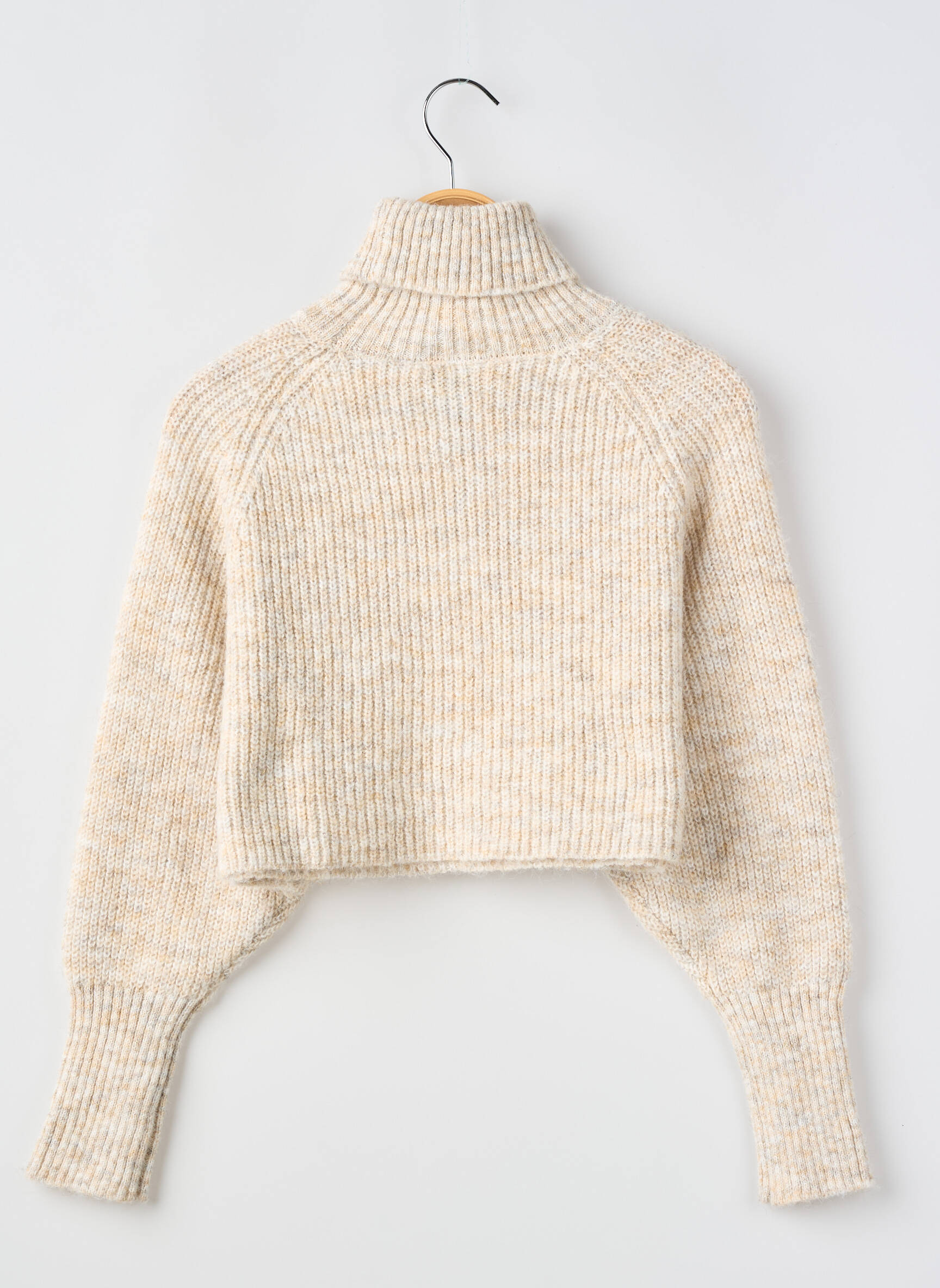 Pull col roulé coupe droite manches longues beige LE TEMPS DES CERISES fille