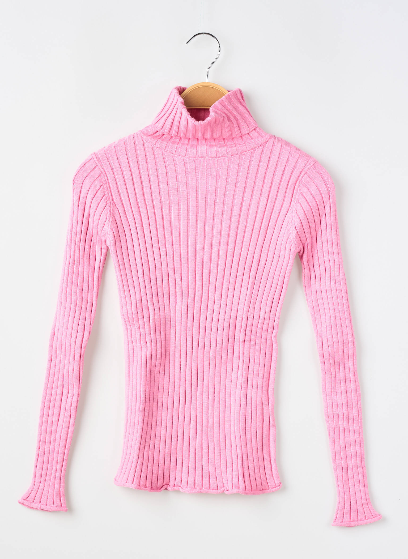 Pull col roulé coupe cintrée manches longues rose MOLLY BRACKEN fille