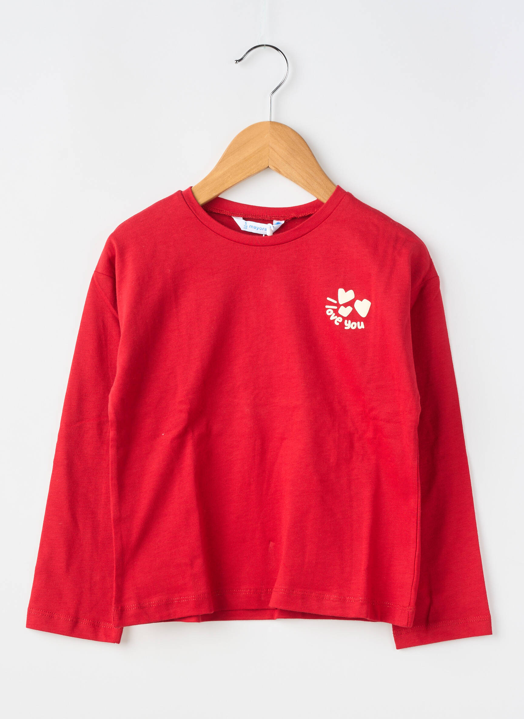 T-shirt stretch manches longues rouge MAYORAL fille