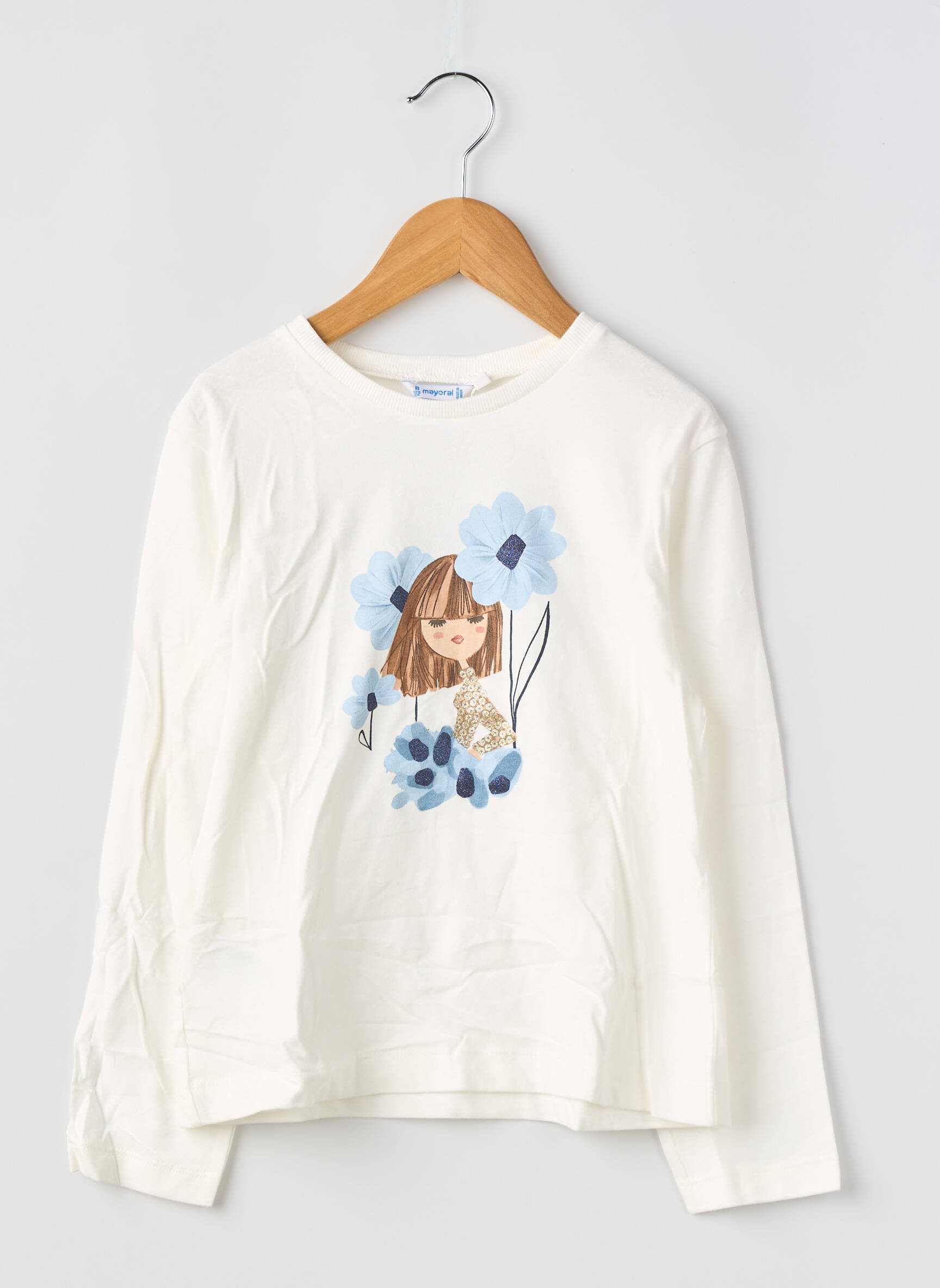 T-shirt stretch manches longues bleu MAYORAL fille
