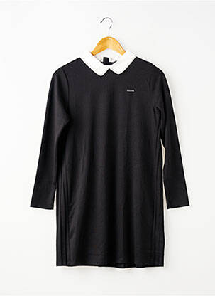 Robe mi-longue col claudine manches longues noir IKKS fille