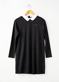 Robe mi-longue col claudine manches longues noir IKKS fille