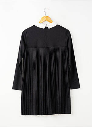 Robe mi-longue col claudine manches longues noir IKKS fille