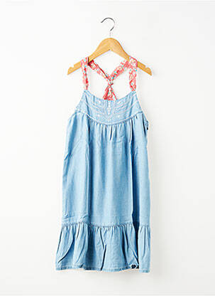 Robe mi-longue col carré fines bretelles bleu IKKS fille