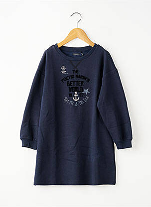 Robe mi-longue col rond manches longues bleu IKKS fille