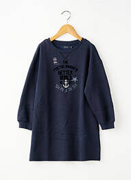 Robe mi-longue col rond manches longues bleu IKKS fille