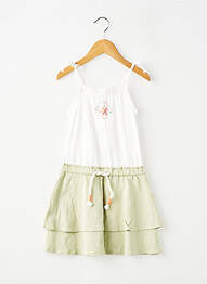 Robe mi-longue col carré fines bretelles vert GRACIA fille