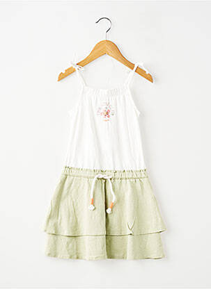 Robe mi-longue col carré fines bretelles vert GRACIA fille
