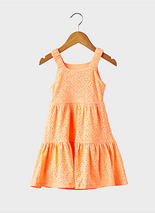 Robe mi-longue col carré fines bretelles orange GRACIA fille