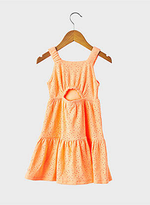Robe mi-longue col carré fines bretelles orange GRACIA fille