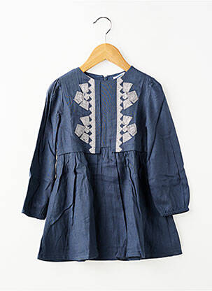 Robe mi-longue doublure manches longues bleu MAYORAL fille