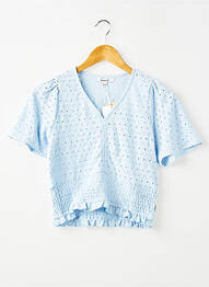 Blouse broderie anglaise manches courtes bleu GARCIA fille