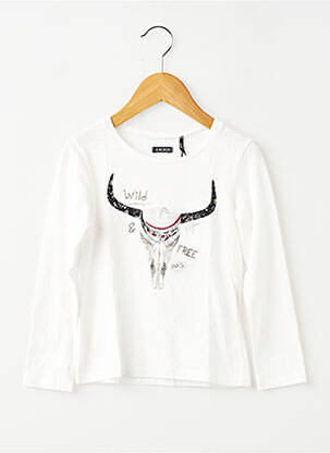 T-shirt coupe cintrée manches longues blanc IKKS fille
