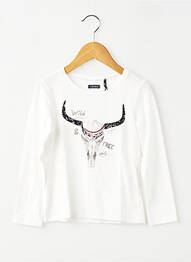 T-shirt coupe cintrée manches longues blanc IKKS fille