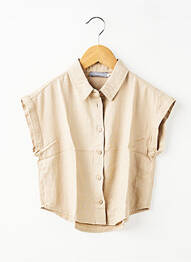 Chemisier coupe droite manches courtes beige GEISHA fille