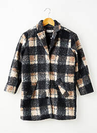 Manteau long imprimé fantaisie sans capuche noir MOLLY BRACKEN fille