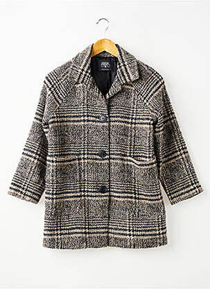 Manteau long coupe droite sans capuche noir LE TEMPS DES CERISES fille