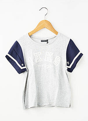 T-shirt coupe droite manches courtes gris IKKS fille