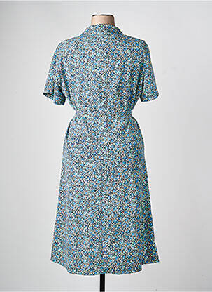 Robe mi-longue imprimé fleurs manches courtes bleu GRIFFON femme