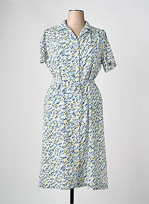 Robe mi-longue imprimé fantaisie manches courtes bleu GRIFFON femme