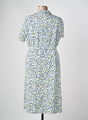 Robe mi-longue imprimé fantaisie manches courtes bleu GRIFFON femme