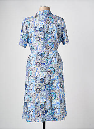 Robe mi-longue imprimé fantaisie manches courtes bleu GRIFFON femme