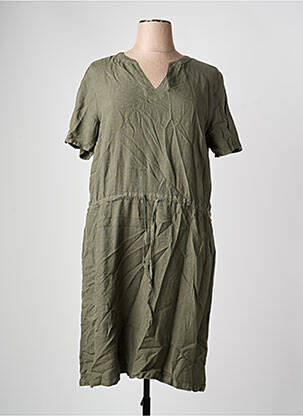 Robe mi-longue tissage crêpe manches courtes vert ARMOR LUX femme