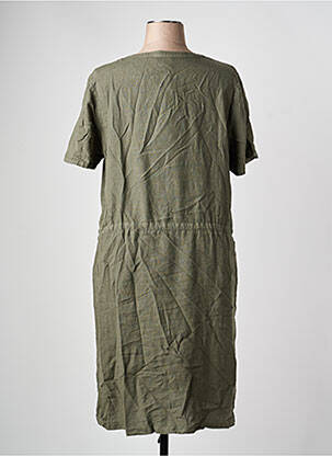 Robe mi-longue tissage crêpe manches courtes vert ARMOR LUX femme