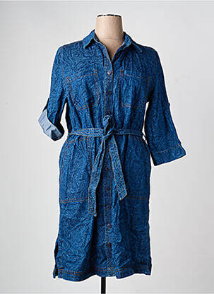 Robe mi-longue imprimé fleurs manches 3/4 bleu OLSEN femme