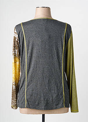 Gilet manches longues col rond jaune PAUSE CAFE femme