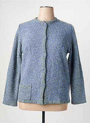 Gilet manches longues col rond bleu I.ODENA femme
