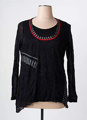 Pull coupe cintrée manches longues noir UN POINT C EST TOUT femme