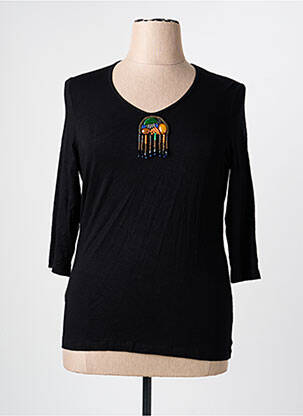 T-shirt manches 3/4 manches 3/4 noir PAUSE CAFE femme