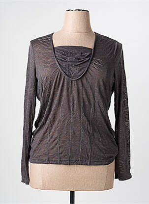 Top tissage crêpe manches longues gris PAUSE CAFE femme